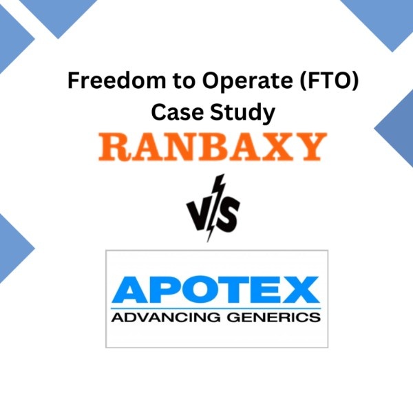 Legal illustration of a pharmaceutical patent dispute representing a Freedom to Operate (FTO) case study between Ranbaxy Pharmaceuticals and Apotex.